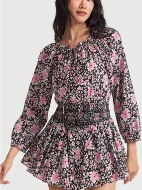 NWOT LoveShackFancy Netra Black Floral Dress. Size ( P) XS